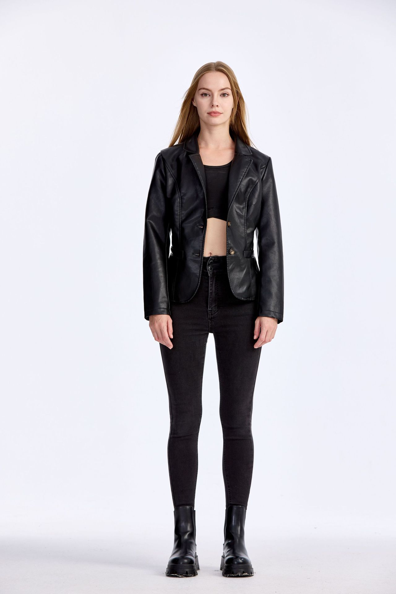 Slim-Fit Lightweight PU Leather Moto Jacket - MRC WEAR 