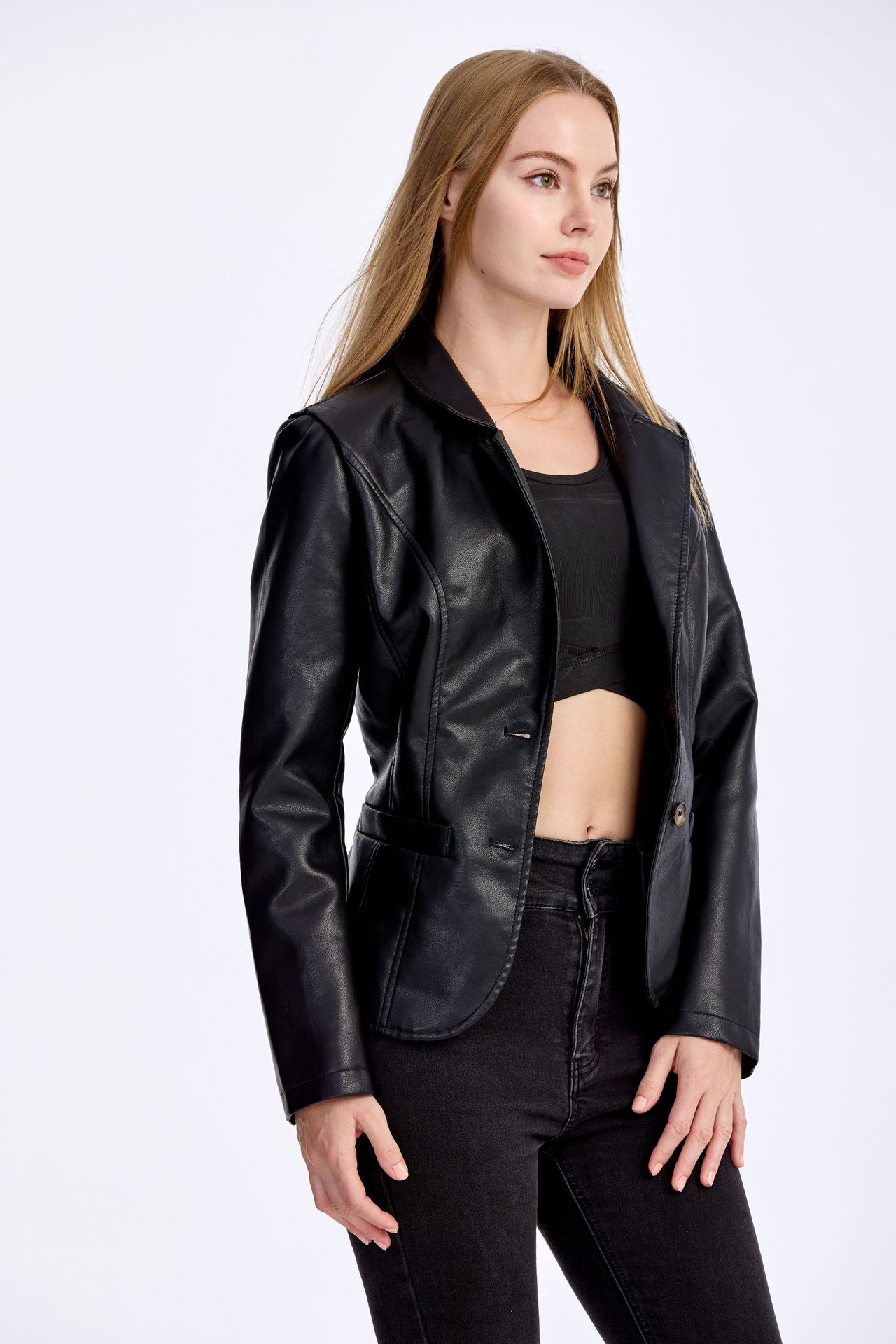 Slim-Fit Lightweight PU Leather Moto Jacket - MRC WEAR 