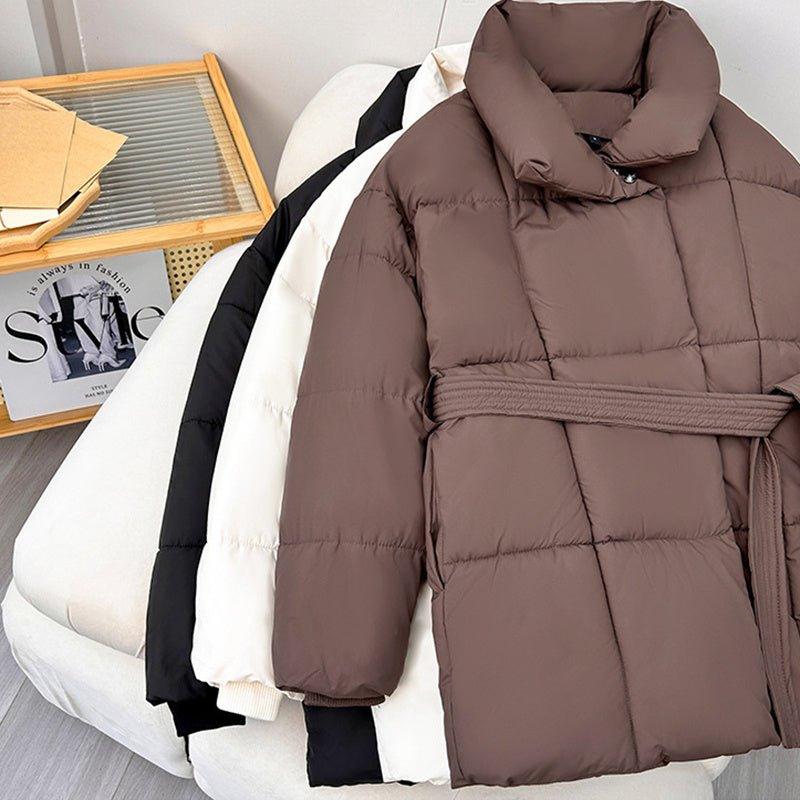 Warm Lapel Plaid Coat - MRC STOREJacketsMRC STOREPlaid Lapel Coat with Belt – Thick Casual Jacket for Fall and Winter - MRC STOREMRC STORECJJK216103210JQBrownL