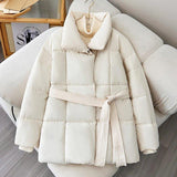 Warm Lapel Plaid Coat - MRC STOREJacketsMRC STOREPlaid Lapel Coat with Belt – Thick Casual Jacket for Fall and Winter - MRC STOREMRC STORECJJK216103206FUWhiteL