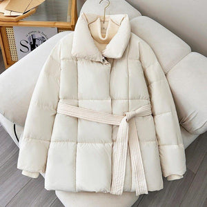 Warm Lapel Plaid Coat - MRC STOREJacketsMRC STOREPlaid Lapel Coat with Belt – Thick Casual Jacket for Fall and Winter - MRC STOREMRC STORECJJK216103206FUWhiteL