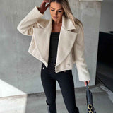 Woolen Cropped Oversized Stand Collar Coat - MRC WEAR 