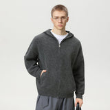 Faux Deer Velvet Retro Knit Hoodie - MRC STOREJacketsMRC STOREPerson wearing a gray zip - up hoodie on a plain backgroundMRC STORECJYD259255908HSCarbon Gray2XL
