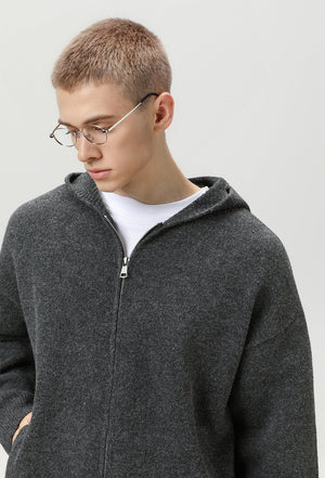Faux Deer Velvet Retro Knit Hoodie - MRC STOREJacketsMRC STOREPerson wearing a gray zip - up hoodie and glasses on a plain backgroundMRC STORECJYD259255904DWFlower Gray2XL