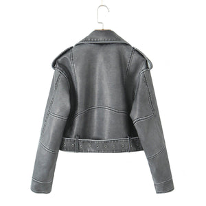 Retro Versatile Loose - Fit Faux Leather Jacket - MRC STOREJacketsMRC STORERetro Versatile Loose - Fit Faux Leather Jacket MRC STORE MRC STORECJYD259436606FULight BlueL
