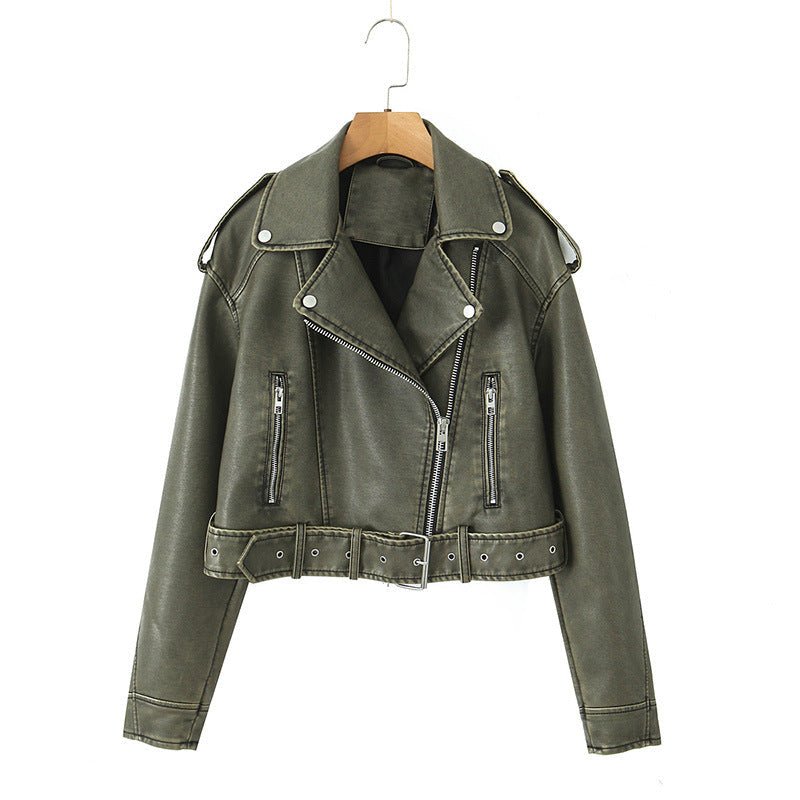 Retro Versatile Loose - Fit Faux Leather Jacket - MRC STOREJacketsMRC STORERetro Versatile Loose - Fit Faux Leather Jacket MRC STORE  95.22MRC STORECJYD259436609IRDark GreenL