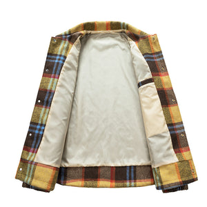 Color Block Houndstooth Plus Size Shirt Jacket - MRC WEAR 