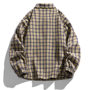 Color Block Houndstooth Plus Size Shirt Jacket - MRC WEAR 