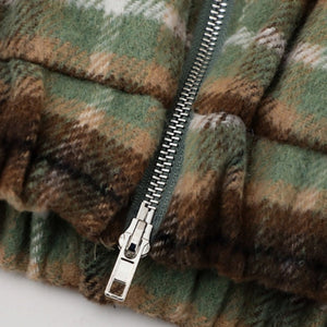 American Retro Color-Block Plaid Wool Coat - MRC WEAR 