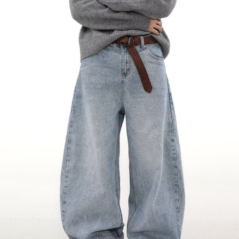 Men's Retro Straight Jeans - MRC STOREjeansMRC StoreLight blue jeans worn with a gray sweater and brown belt on a white backgroundMRC STORECJXX252972905EVBlue2XL