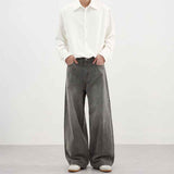 Washed Gray Straight-Leg Denim Jeans - MRC WEAR 
