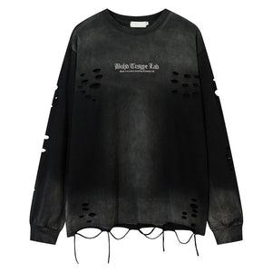 Vintage Letter Embroidery Loose Long Sleeve T-Shirt - MRC WEAR 