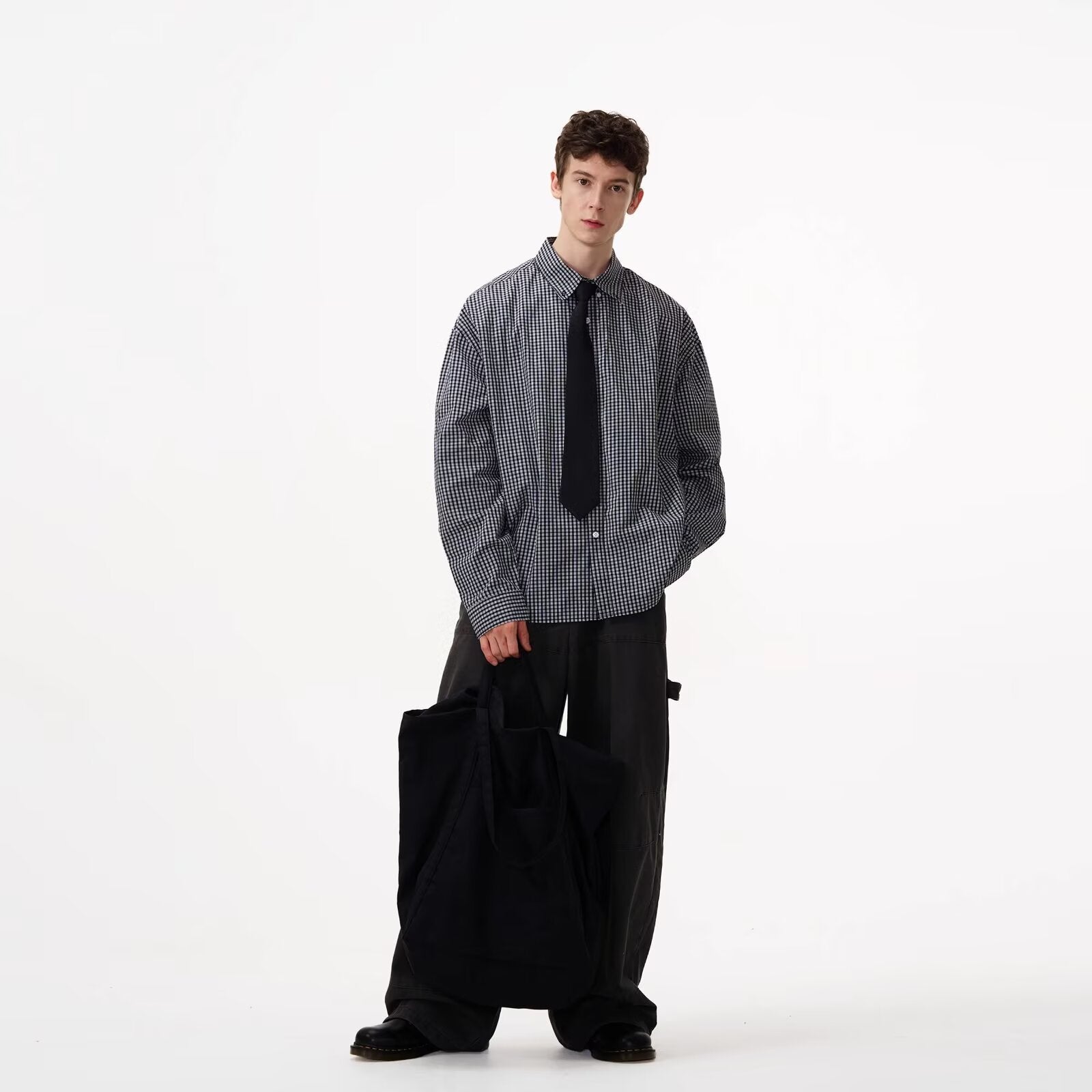 Plaid Small Check Long-Sleeve Shirt - MRC WEAR 