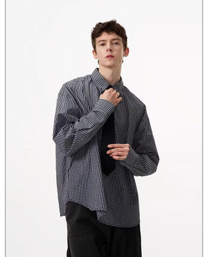 Plaid Small Check Long-Sleeve Shirt - MRC WEAR 