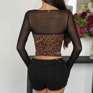 Leopard Print Fishbone Corset Slim Top - MRC WEAR 