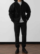 Loose - Fit Solid Color Hoodie Tracksuit Set - MRC STOREOutfit setMRC STORELoose - Fit Solid Color Hoodie Tracksuit SetMRC STORECJWY263352705EVBlack2XL