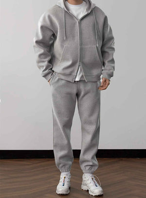 Loose - Fit Solid Color Hoodie Tracksuit Set - MRC STOREOutfit setMRC STORELoose - Fit Solid Color Hoodie Tracksuit SetMRC STORECJWY263352710JQGray2XL