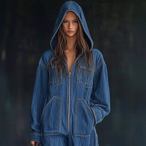 Hooded Denim Jumpsuit - MRC STOREsetMRC STOREHooded Denim Jumpsuit MRC STORE MRC STORECJYD254819409IR2XLBlack