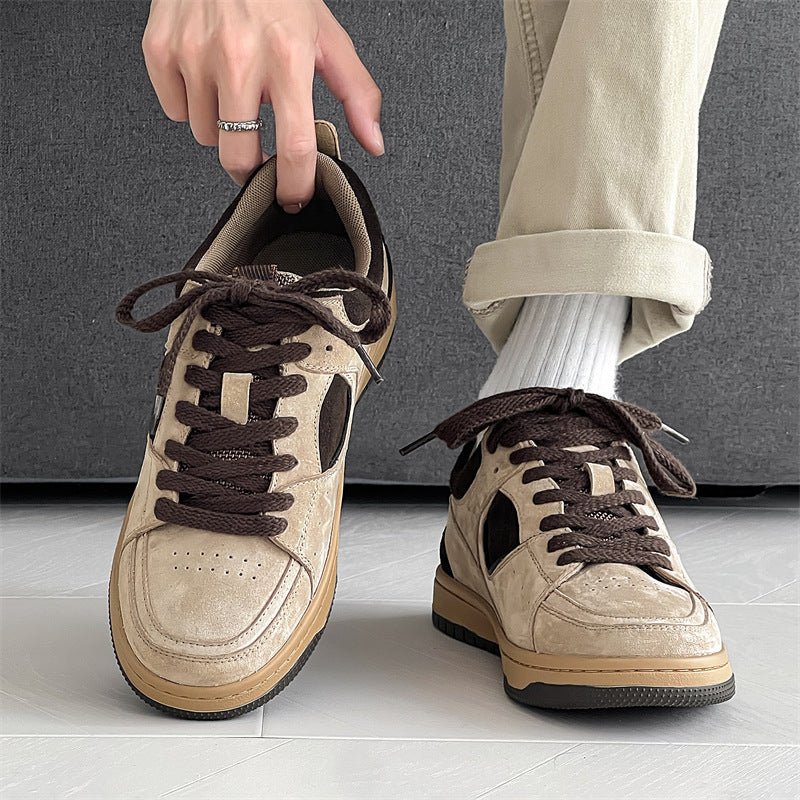 Unisex Platform Casual Sneakers - MRC STOREShoesMRC STOREBeige sneakers with brown laces worn by a person on a gray floor.MRC STORECJNS246386501AZKhakiMen's Shoes 38