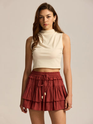High-Waisted Drawstring Liner Mini Skirt - MRC WEAR 