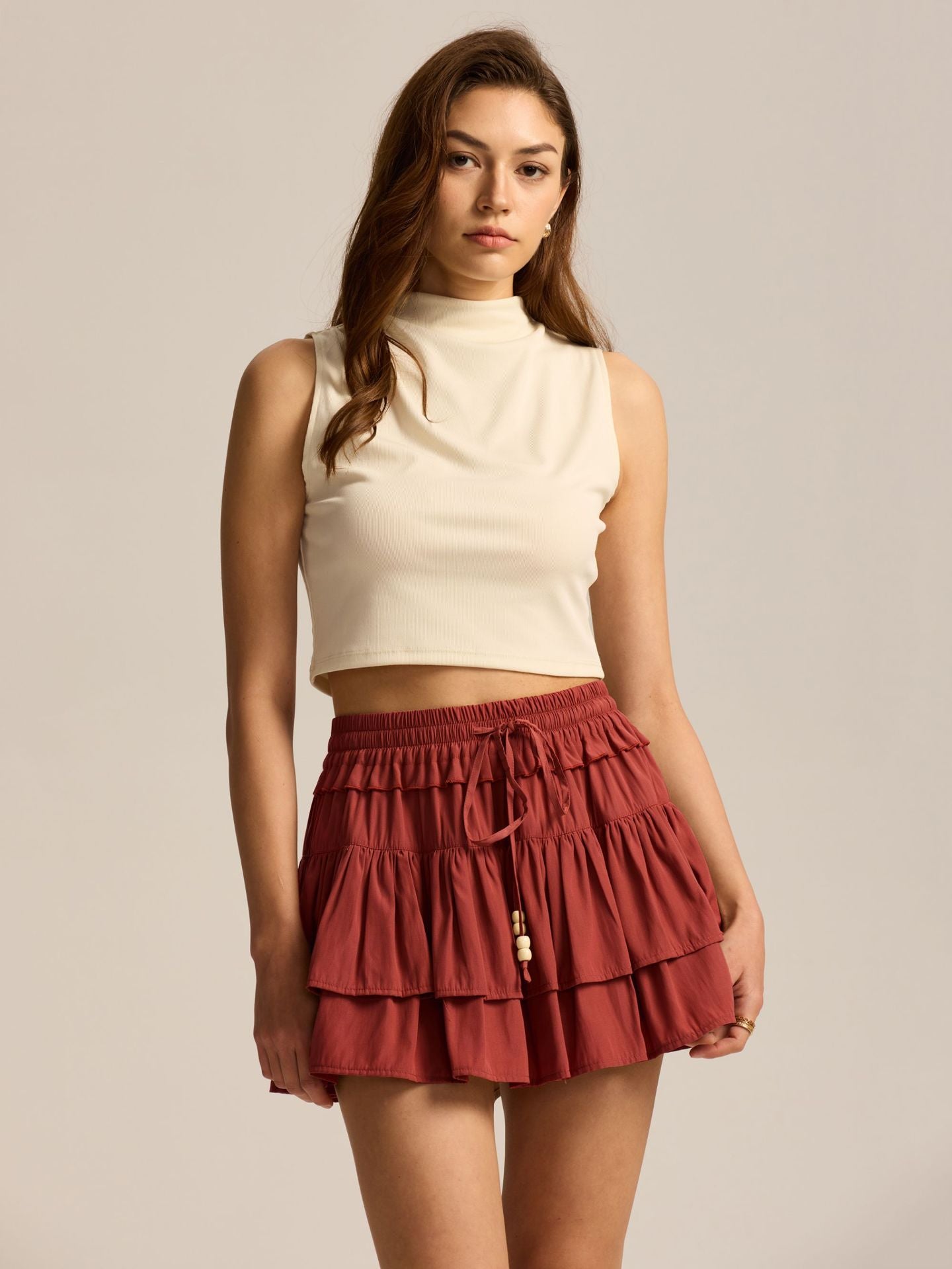 High-Waisted Drawstring Liner Mini Skirt - MRC WEAR 