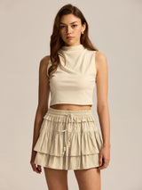 High-Waisted Drawstring Liner Mini Skirt - MRC WEAR 
