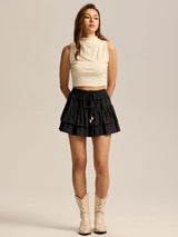 High-Waisted Drawstring Liner Mini Skirt - MRC WEAR 