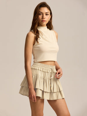 High-Waisted Drawstring Liner Mini Skirt - MRC WEAR 