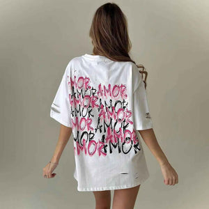 Tatted Letter Print T-Shirt - MRC STOREsleeveMRC STORETatted Letter Print T-ShirtMRC STORECJCS204234406FULS3564 BlackL