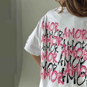 Tatted Letter Print T-Shirt - MRC STOREsleeveMRC STORETatted Letter Print T-ShirtMRC STORECJCS204234406FULS3564 BlackL