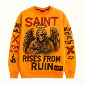 Oversized Loose-Fit Long Sleeve Pullover Sweatshirt - MRC WEAR 