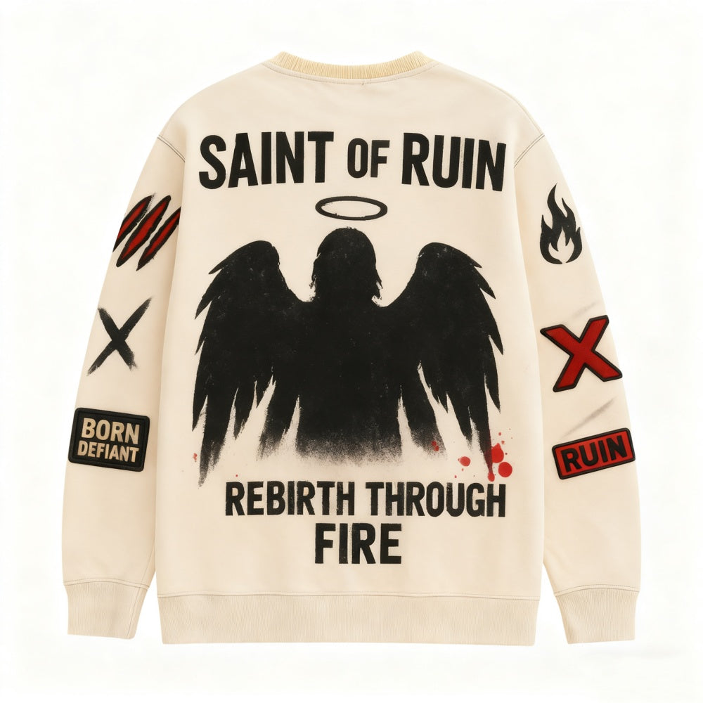 Oversized Loose-Fit Long Sleeve Pullover Sweatshirt - MRC WEAR 
