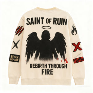 Oversized Loose-Fit Long Sleeve Pullover Sweatshirt - MRC WEAR 