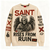 Oversized Loose-Fit Long Sleeve Pullover Sweatshirt - MRC WEAR 