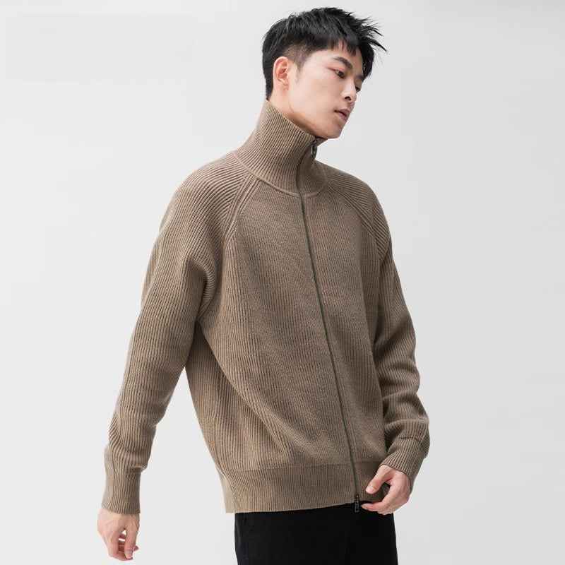 Korean Loose Turtleneck Zip - Up Knit Cardigan - MRC STORESweaterMRC STOREKorean Loose Turtleneck Zip - Up Knit CardiganMRC STORECJYD263219609IRGray Green2XL