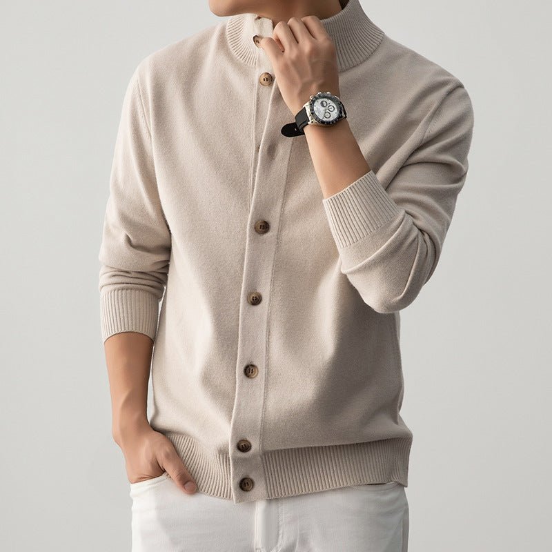 Old Money Style Casual Thick Semi - Turtleneck Sweater - MRC STOREsweaterMRC STOREPerson wearing a beige cardigan with a plain backgroundMRC STORECJYD259255304DWBlack2XL
