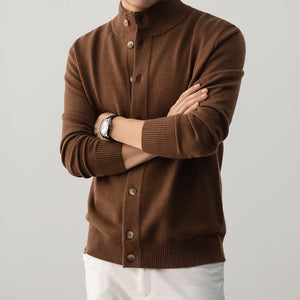 Old Money Style Casual Thick Semi - Turtleneck Sweater - MRC STOREsweaterMRC STOREBrown button - up sweater worn by a person on a gray backgroundMRC STORECJYD259255304DWBlack2XL