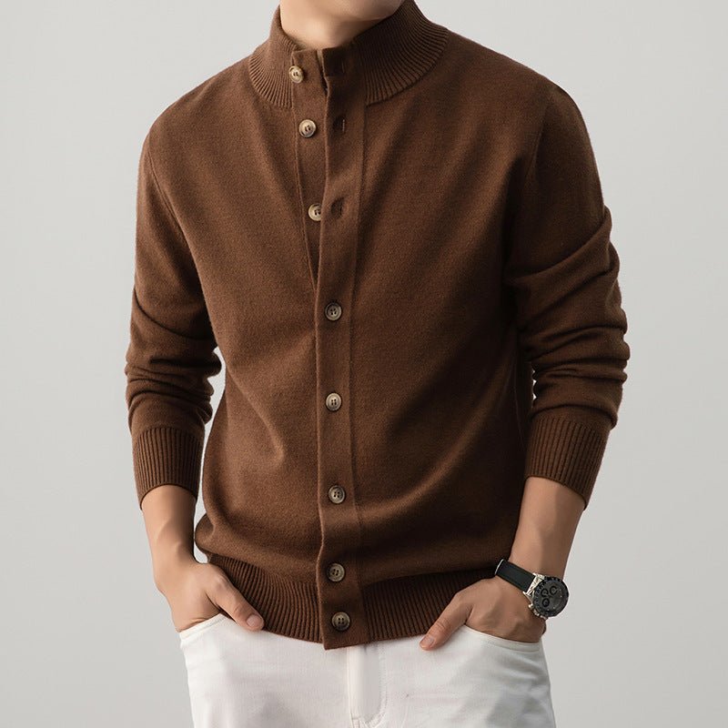 Old Money Style Casual Thick Semi - Turtleneck Sweater - MRC STOREsweaterMRC STOREBrown button - up sweater worn by a person on a gray backgroundMRC STORECJYD259255309IRCaramel Mocha2XL