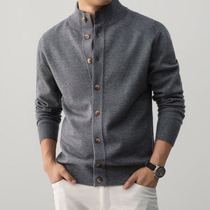Old Money Style Casual Thick Semi - Turtleneck Sweater - MRC STOREsweaterMRC STOREGray cardigan with brown buttons worn by a person on a light gray backgroundMRC STORECJYD259255319SHLace Gray2XL