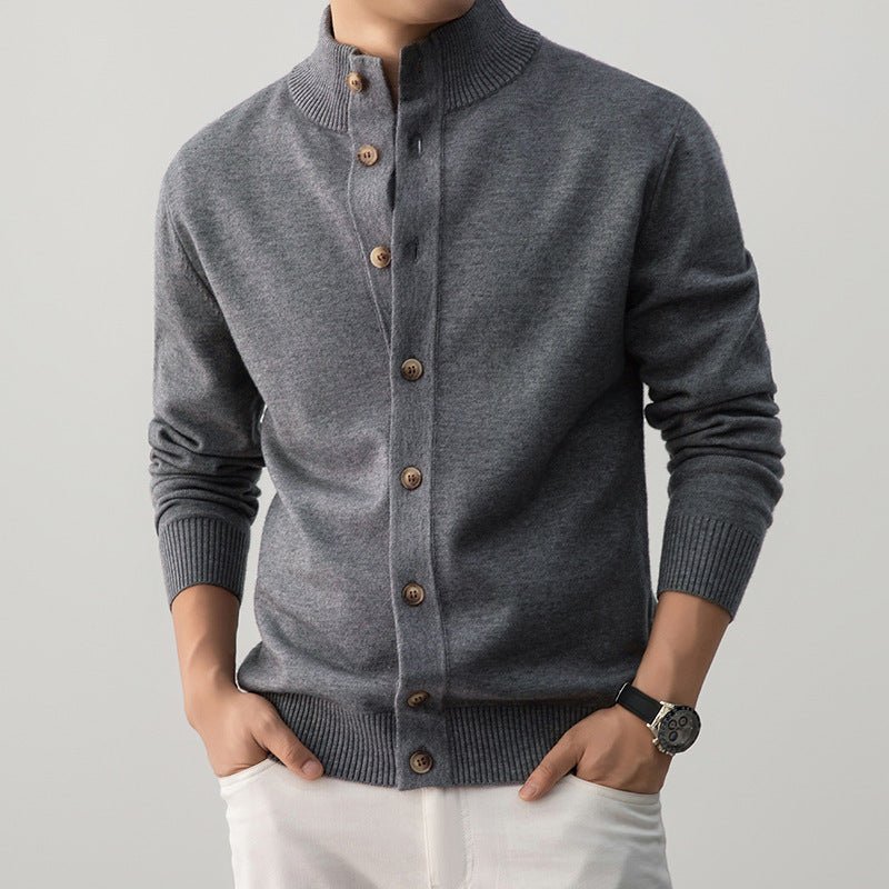 Old Money Style Casual Thick Semi - Turtleneck Sweater - MRC STOREsweaterMRC STOREGray cardigan with brown buttons worn by a person on a light gray backgroundMRC STORECJYD259255319SHLace Gray2XL
