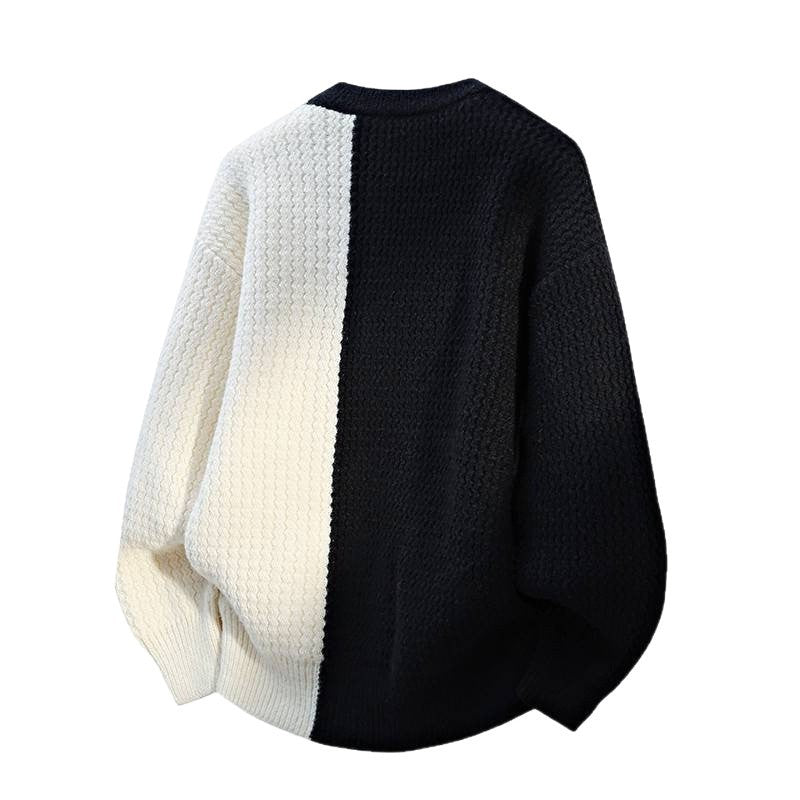 Thermal Loose Round Neck Sweater Pullover - MRC STOREsweaterMRC STOREBlack and white sweater on a white backgroundMRC STORECJYD255630116PKBlack2XL