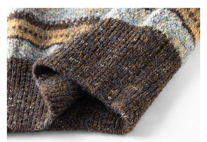 Loose Fit Retro Striped Crew-Neck Knitwear Sweater - MRC WEAR 