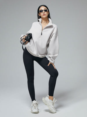 Half-Zip Stand-Collar Relaxed Sweatshirt - MRC WEAR 