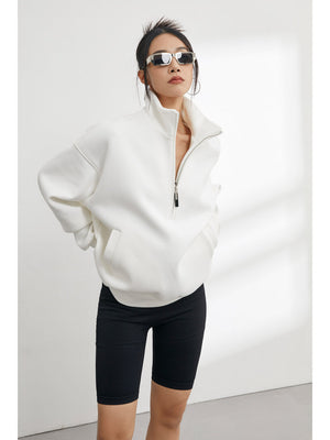 Half-Zip Stand-Collar Relaxed Sweatshirt - MRC WEAR 