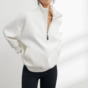 Half-Zip Stand-Collar Relaxed Sweatshirt - MRC WEAR 