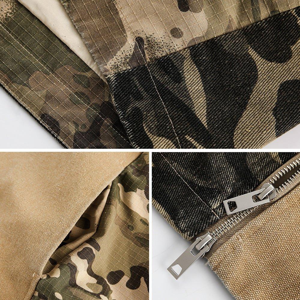 Camouflage Hooded Denim Jacket – Patchwork - MRC STORESweaters & HoodiesMRC STORECamouflage Hooded Denim Jacket - Stylish and Bold Contrast Patchwork - MRC STOREMRC STORECJXZ226525802BYKhakiL