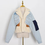 Fashion Stitching Loose Denim Lamb Wool Short Coat - MRC STORETopMRC STOREFashion Stitching Loose Thick Casual Denim Lamb Wool Short Coat - MRC STOREMRC STORECJYD187641108HSBlueL