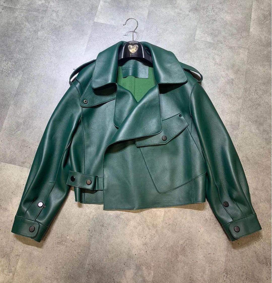 Genuine Sheepskin Leather Short Jacket - MRC STORETopMRC STOREElegant Women's Genuine Leather Jacket - Sheepskin jacket Short for Stylish Commutes - MRC STOREMRC STORECJYD216257909IRGreenL
