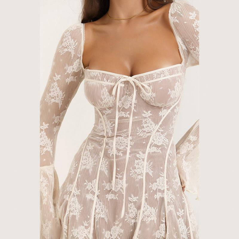 Lace Bell Sleeve A - Line Dress - MRC STORETopMRC STORELace Bell Sleeve A - Line Dress - MRC STOREMRC STORECJLY184631603CXLight Apricot ColoredL