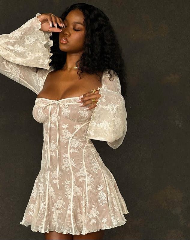 Lace Bell Sleeve A - Line Dress - MRC STORETopMRC STORELace Bell Sleeve A - Line Dress - MRC STOREMRC STORECJLY184631603CXLight Apricot ColoredL